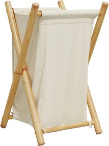 vidaXL Καλάθι Απλύτων Κρεμ Λευκό 41,5 x 36 x 63,5 εκ. Μπαμπού