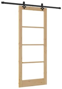 vidaXL Συρόμενη Πόρτα Χειροκίνητος Καφέ 86 x 211 cm Ξύλο και μέταλλο