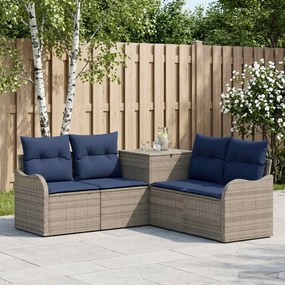 vidaXL Σετ Καναπέ 5 τμχ. Γκρι και Navy Blue Πολυ-ρακί και Χάλυβας