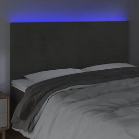 Κεφαλάρι Κρεβατιού LED Σκούρο Γκρι 180x5x118/128 εκ. Βελούδινο 3122625