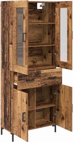 vidaXL Highboard με συρτάρι 2 pcs Παλιό ξύλο Επεξεργασμένο ξύλο