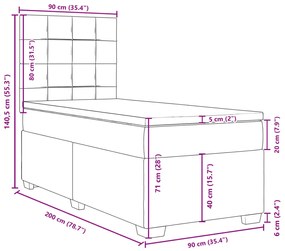 Κρεβάτι Boxspring με Στρώμα Μαύρο 90x200 εκ. Υφασμάτινο - Μαύρο