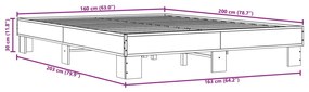 Πλαίσιο Κρεβατιού Καπνιστή Δρυς 160x200εκ. Επεξ. Ξύλο &amp; Μέταλλο - Καφέ