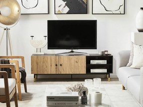 Τραπέζι Tv Berwyn 1142, Χρυσό, Μαύρο, Ανοιχτό χρώμα ξύλου, 150x48x40cm, 35 kg | Epipla1.gr