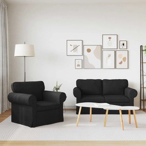 vidaXL Σετ Καναπέ 2 pcs Μαύρο 155 x 82 x 80 εκ ύφασμα