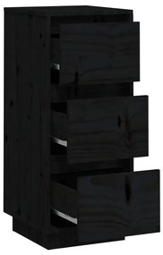 Συρταριέρες 2 τεμ. Μαύρες 32x34x75 εκ. από Μασίφ Ξύλο Πεύκου - Μαύρο