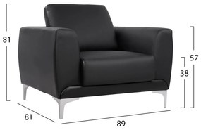 Πολυθρόνα KENZIE C3121.11 με PU Μαύρο 89x81x81 εκ. 89x81x81 εκ.
