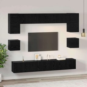 vidaXL Σετ επίπλου τηλεόρασης 8 pcs Μαύρη Οξυά Επεξεργασμένο ξύλο