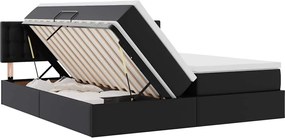 vidaXL Κρεβάτι Αποθήκης με στρώμα Μαύρο 200 x 200 cm Τεχνητό Δέρμα