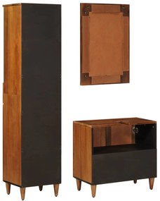 vidaXL Σετ Επίπλων Μπάνιου με συρτάρι 3 pcs Καρυδιά Στερεό ξύλο μάνγκο