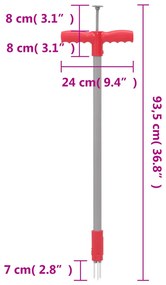 vidaXL Εκριζωτής Ζιζανίων Κόκκινος/Γκρι 93,5 εκ Ατσάλι Ηλ.Βαφή Πούδρας