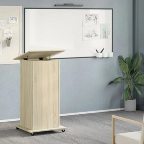 vidaXL Αναλόγιο με Ροδάκια &amp; Συρτάρι Sonoma Δρυς 55x55x107εκ Επεξ Ξύλο