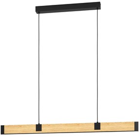 Φωτιστικό Οροφής - Ράγα Caminarro 390225 177,5x5x150cm Dim Led 22W 3000K Black-Brown Eglo Ατσάλι,Ξύλο