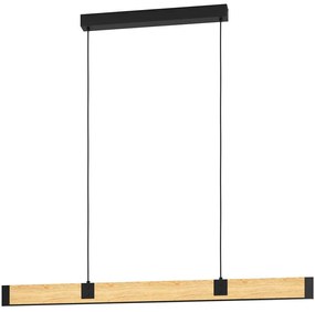 Φωτιστικό Οροφής - Ράγα Caminarro 390225 177,5x5x150cm Dim Led 22W 3000K Black-Brown Eglo Steel,Wood