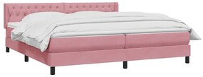 Κρεβάτι Boxspring με Στρώμα Ροζ 180x210 εκ. Βελούδινο - Ροζ