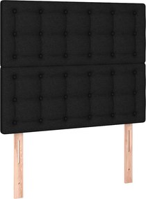 vidaXL Κρεβάτι Boxspring με Στρώμα Μαύρο 80 x 200 εκ. Υφασμάτινο