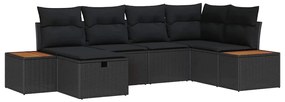 vidaXL Σετ Καναπέ Κήπου 6 pcs Μαύρο 55 x 62 x 69 εκ Πολυ ράταν