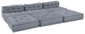 vidaXL Modular Pouffe Καναπές 4 Θέσεων Ύφασμα Γκρι