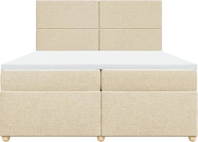 vidaXL Κρεβάτι Boxspring με Στρώμα Κρεμ 200x200 εκ. Υφασμάτινο