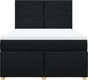vidaXL Κρεβάτι Boxspring με Στρώμα Μαύρο 140x200 εκ. Υφασμάτινο