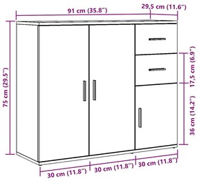 Ντουλάπι Αρτισιανή Δρυς 91x29,5x75 εκ. από Επεξεργασμένο Ξύλο - Καφέ