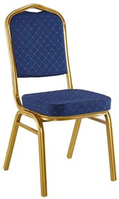 Καρέκλα συνεδρίου Hilton pakoworld στοιβαζόμενη ύφασμα μπλε-μέταλλο χρυσό 40x42x92εκ Model: 294-000002