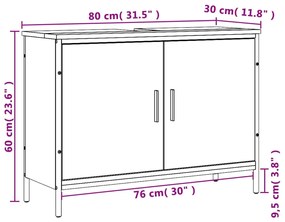 Ντουλάπι Νιπτήρα Μπάνιου Γκρι Sonoma 80x30x60 εκ. Επεξ. Ξύλο - Γκρι