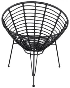 Καρέκλα - Πολυθρόνα ALLEGRA C5458.02 Μεταλλική με Wicker Μαύρο Τύπου Φωλιά 73x83x86Υ εκ. 73x83x86 εκ.