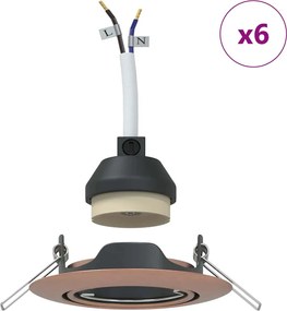 vidaXL Σποτ 6 pcs Χάλκινο 9 x 9 x 2.5 εκ. Μέταλλο