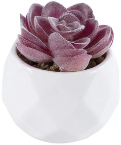 Τεχνητό Φυτό Σε Κασπώ Echeveria 21000 Φ7x7,5cm Purple-White GloboStar Clay,Polyethylene