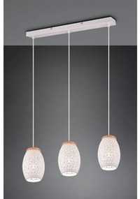 Κρεμαστό Φωτιστικό Οροφής 3xE27 Φυσικό Ξύλο Bidar Trio Lighting R31573031 Λευκό