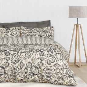 Σετ Σεντόνια Βαμβακερά King 260x280εκ. Happy 9677 Taupe-Μαύρο Das Home