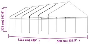 vidaXL Κιόσκι με Τέντα Λευκό 11,15 x 5,88 x 3,75 μ. από Πολυαιθυλένιο