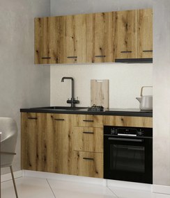 Σετ Ντουλάπια Κουζίνας Κρεμαστά & Δαπέδου με Πάγκο Εργασίας TEYA Evoque Oak 180x29/46x60/82cm