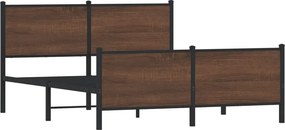 vidaXL Σκελετός Κρεβ. Χωρίς Στρώμα Καφέ Δρυς 150x200 εκ. Μεταλλικό