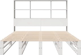 vidaXL Κρεβάτι Βιβλιοθήκη Χωρίς Στρώμα Λευκό 140x200 εκ Μασίφ Πεύκο