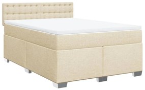 Κρεβάτι Boxspring με Στρώμα Κρεμ 140x200 εκ. Υφασμάτινο - Κρεμ