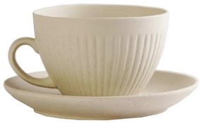 Φλυτζάνι Με Πιατάκι Cappuccino Χειροποίητο Stoneware White Mat Gobi ESPIEL 290ml-14x8εκ. OW2028K6