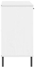 Ντουλάπι OSLO Λευκό 113x40x77 εκ. Μασίφ Ξύλο με Μετ. Πόδια - Λευκό
