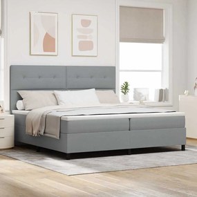 vidaXL Κρεβάτι Box Spring με Στρώμα Γκρι 200x200 εκ. Υφάσματος