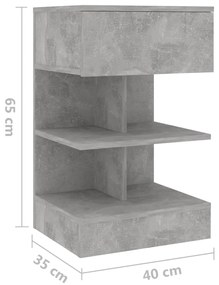 Κομοδίνα 2 τεμ. Γκρι Σκυροδέματος 40 x 35 x 65 εκ. - Γκρι