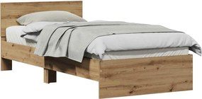 vidaXL Κρεβάτι με Κεφαλάρι Artisan Δρυς 90 x 200 cm Επεξεργασμένο ξύλο
