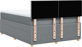 vidaXL Κρεβάτι Boxspring με Στρώμα Ανοιχτό Γκρι 140x200 εκ. Υφασμάτινο