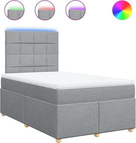 vidaXL Κρεβάτι Boxspring με Στρώμα Ανοιχτό Γκρι 120x200 εκ. Υφασμάτινο