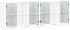 vidaXL Βιβλιοθήκη με Πόρτες Λευκή 204x37x75 εκ. από Επεξεργ. Ξύλο