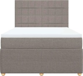 vidaXL Κρεβάτι Boxspring με Στρώμα Taupe 140x200 εκ. Υφασμάτινο