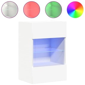 vidaXL Κρεμαστά ντουλάπια με φώτα LED για τηλεόραση 2 Τεμ. Λευκά 40x30x60,5 εκ.