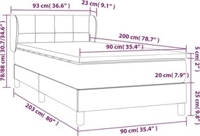 vidaXL Κρεβάτι Boxspring με Στρώμα Μαύρο 90x200 εκ. Υφασμάτινο