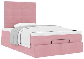 vidaXL Οθωμανικό κρεβάτι με στρώματα Ροζ 120x200cm Velvet