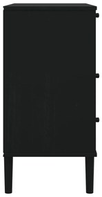 Συρταριέρα SENJA Μαύρη Όψη Ρατάν 80x40x80εκ. Μασίφ Ξύλο Πεύκου - Μαύρο